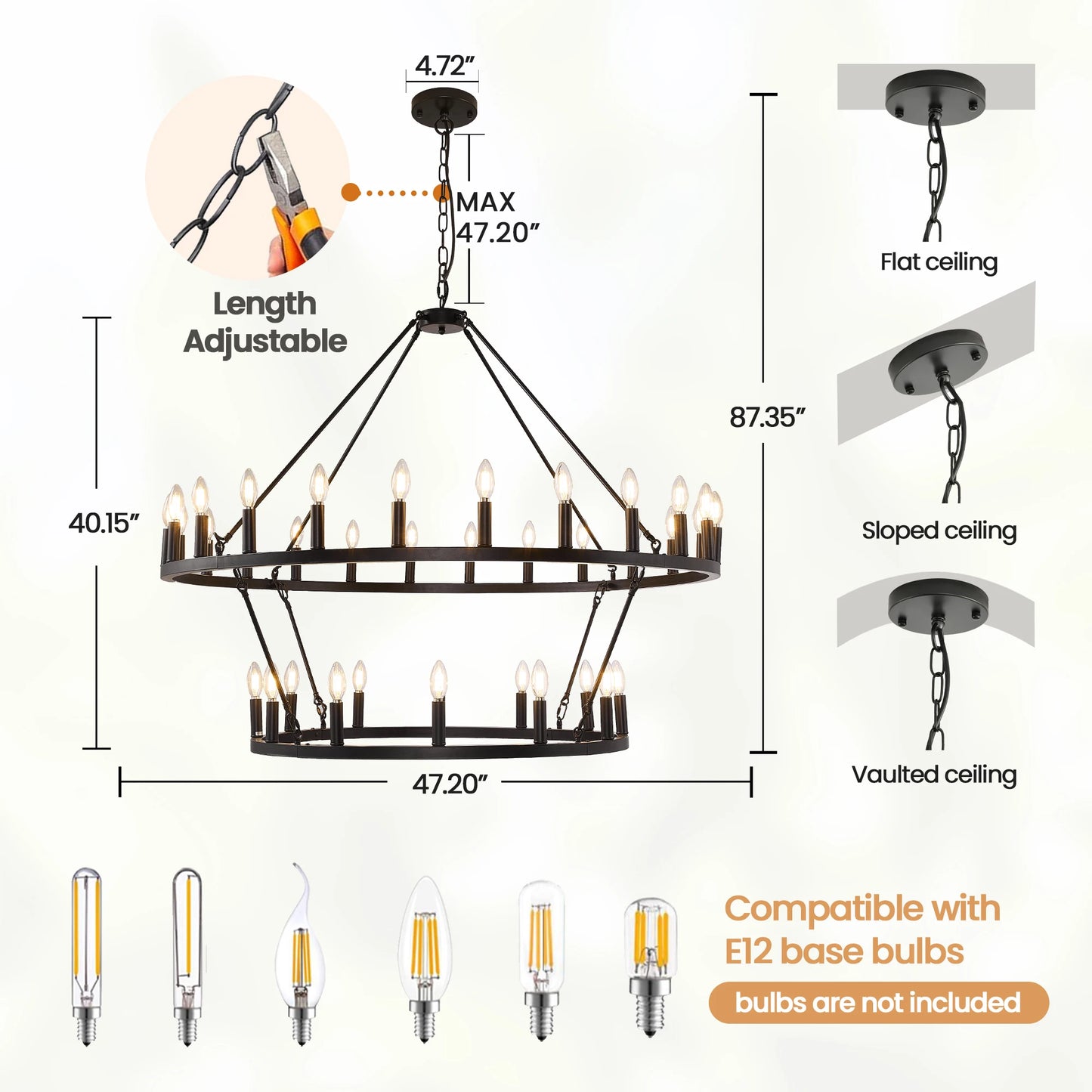47'' Extra Large Wagon Wheel Chandelier
