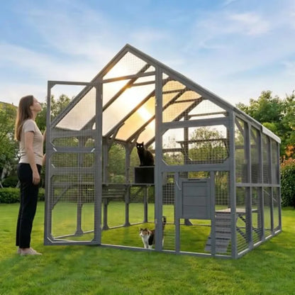 Large Walk-in Catio Outdoor Cat Enclosure 96"×74"×74"