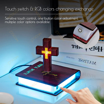 Bible Book Magnetic Levitating Cross