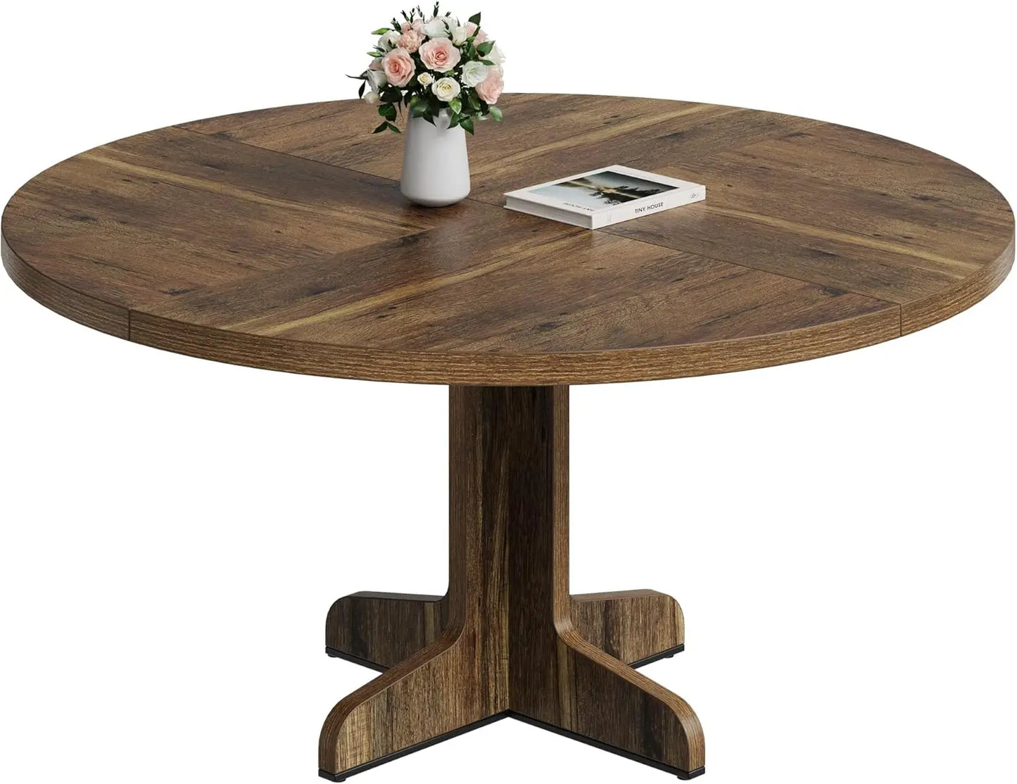Farmhouse Circle Kitchen Table With Wood Tabletop