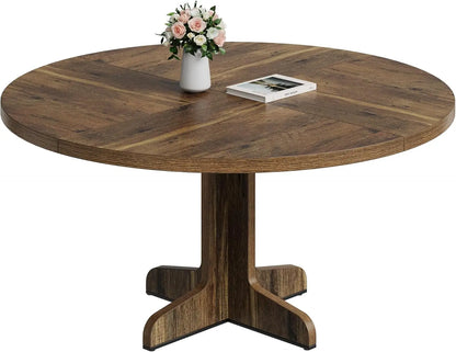 Farmhouse Circle Kitchen Table With Wood Tabletop