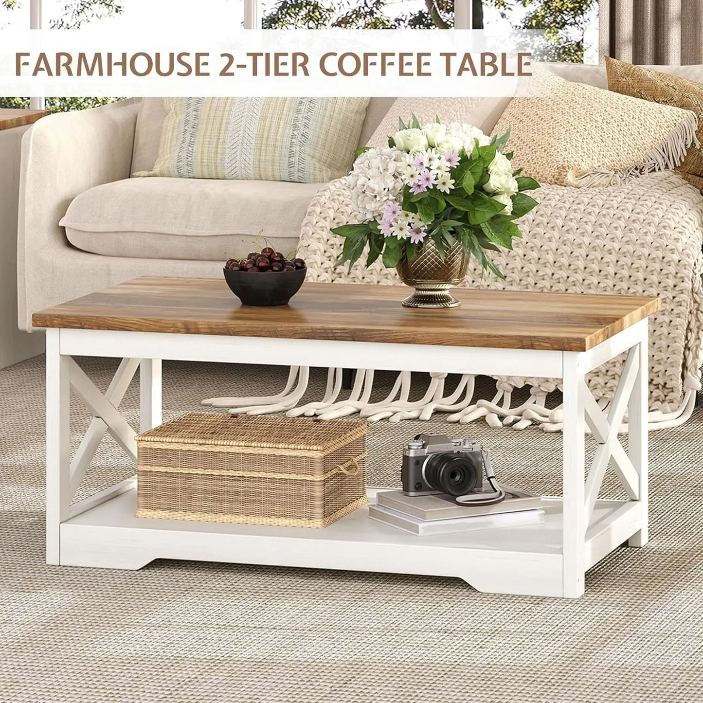 3-Piece Farmhouse Living Room Table Set