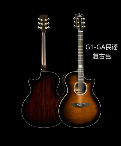 Kepma Guitar Acoustic 41 inch Solid Wood OM With Hard Case