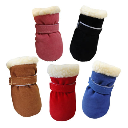 4pcs/set Plush Pet Dog Shoes
