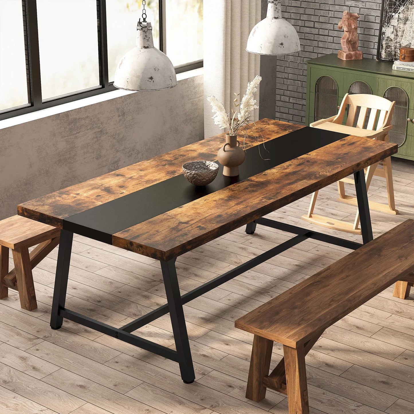 Wood Dining Table For 8 People, 70.87"
