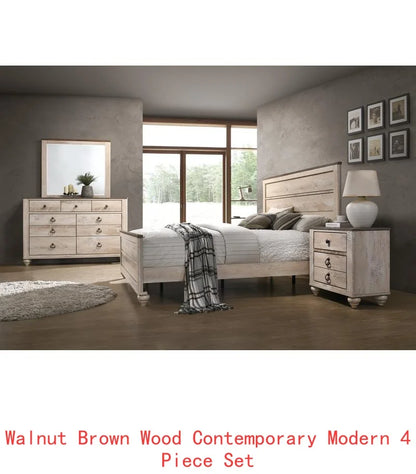 Contemporary White Wash 4-Piece King Bedroom Set