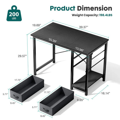 47IN Computer Desk with 2 Drawers