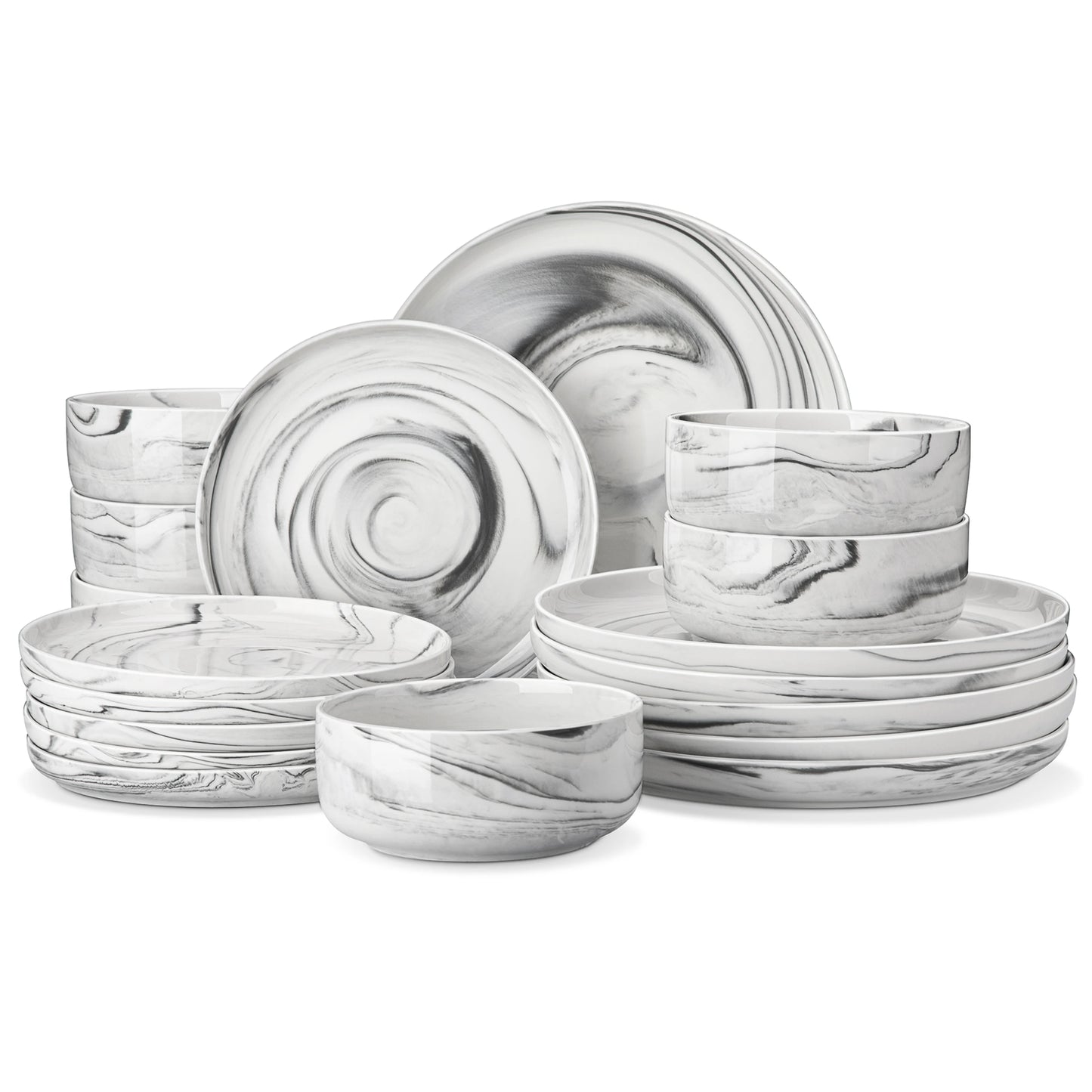 MALACASA 18/36-Piece Ceramic Set with 6/12 Pcs