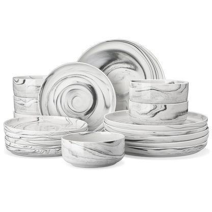 MALACASA 18/36-Piece Ceramic Set with 6/12 Pcs