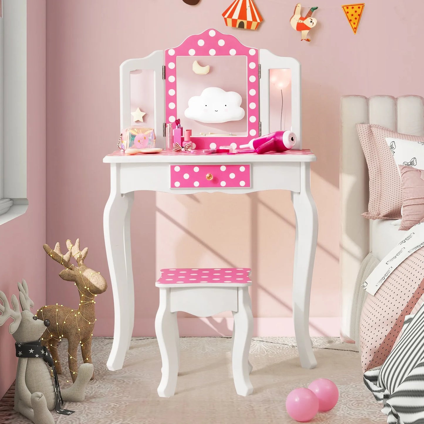 Kids Vanity Table & Stool Set