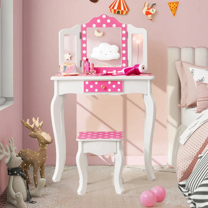 Kids Vanity Table & Stool Set