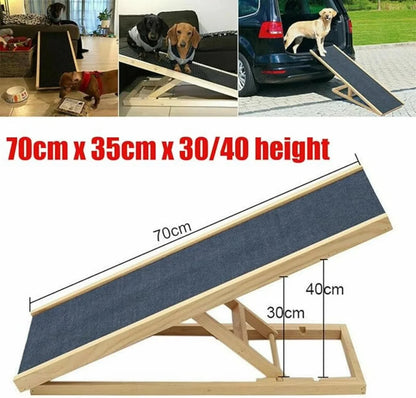 Height-Adjustable Wooden Pet Ramp