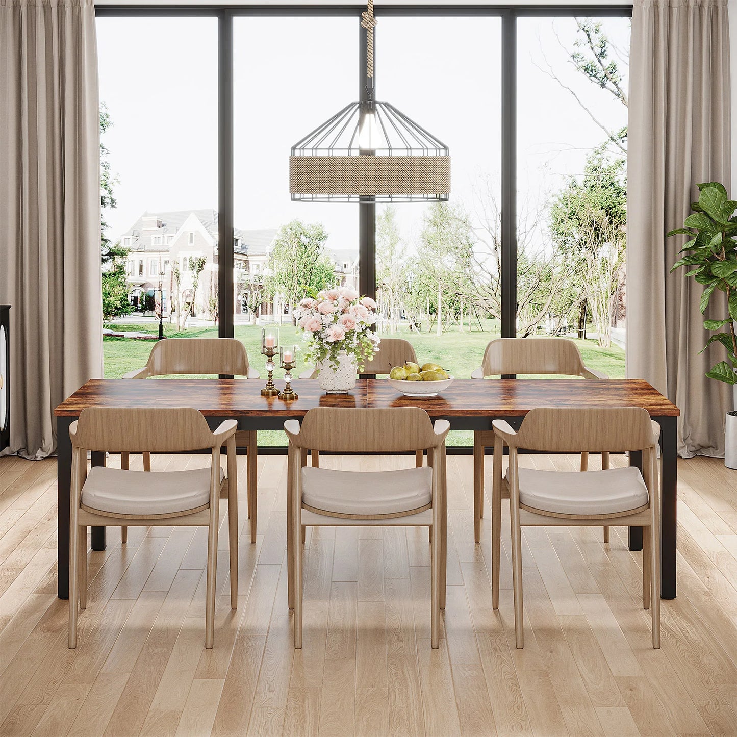 Rustic Wood Dining Table for 6-8 People