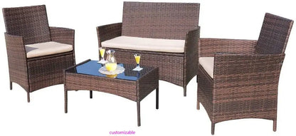 4 Pieces Rattan Outdoor Patio Furniture Set