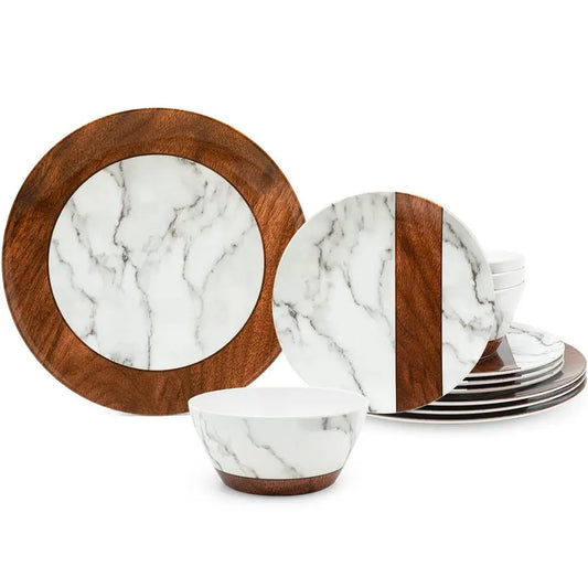 Rustic Modern Melamine Dinnerware Sets 12Piece