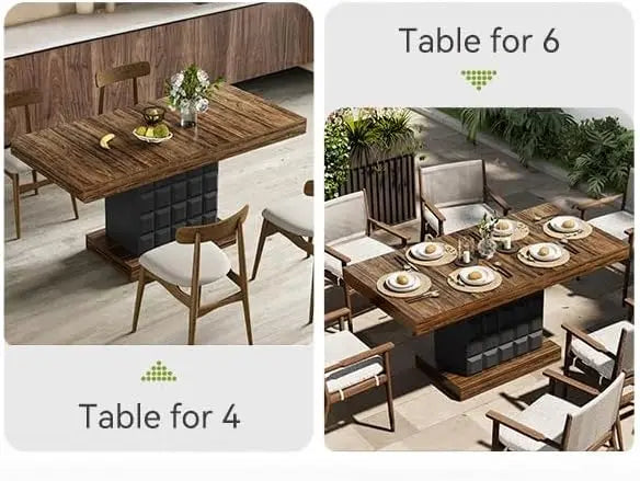 Farmhouse Kitchen Table With Sturdy Wood Pedestal Base