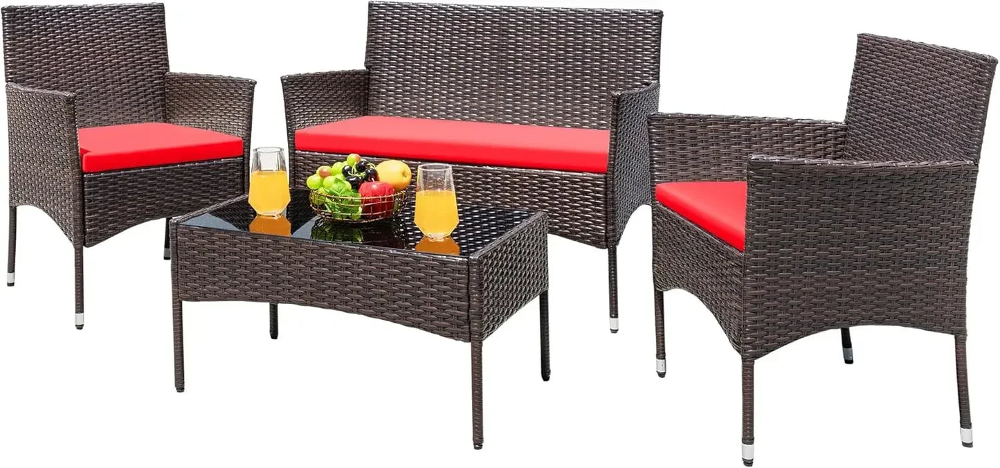 4 Piece Wicker Outdoor Set