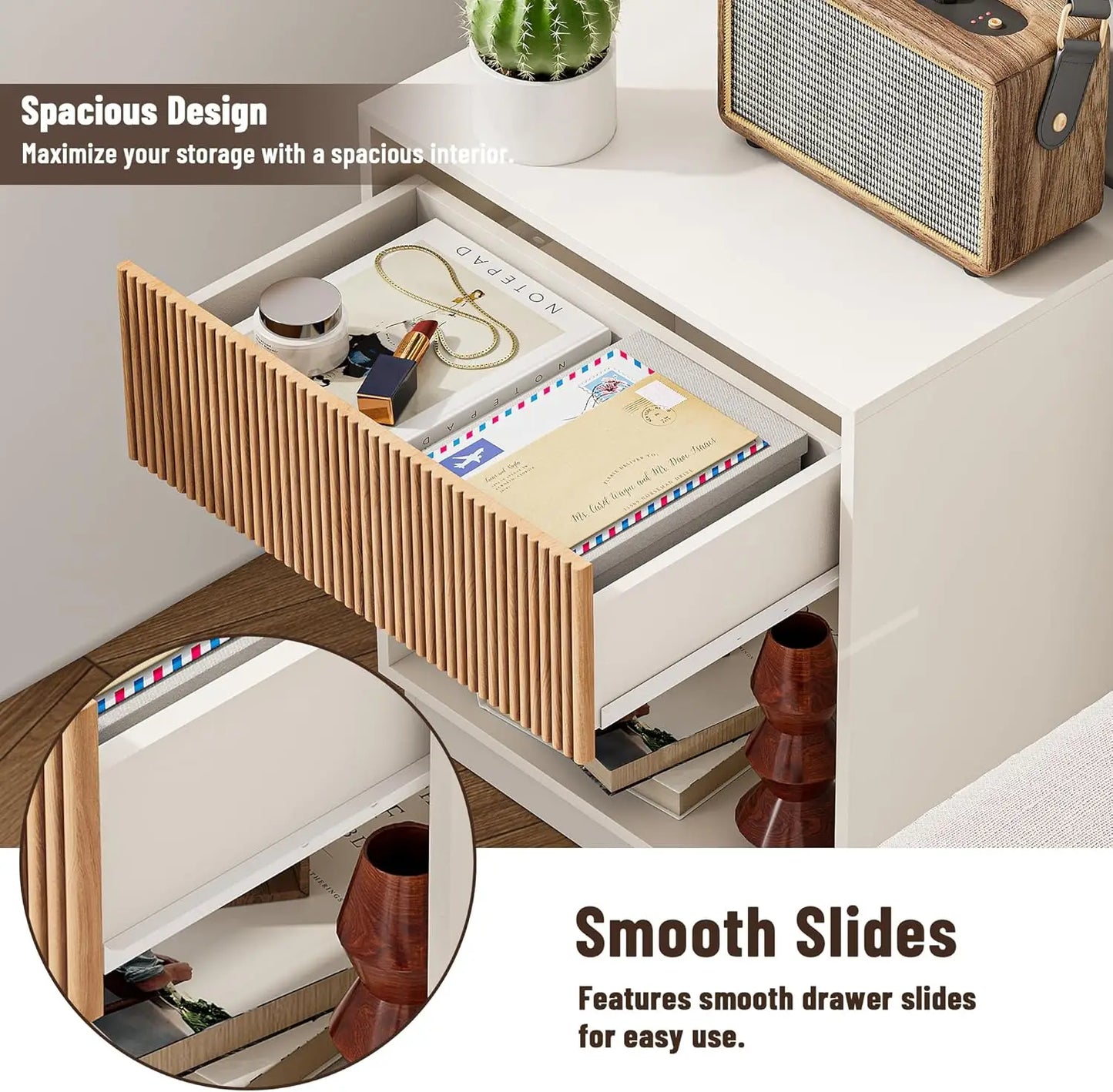 Modern Fluted Nightstand Set