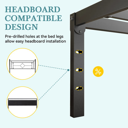 Heavy-Duty Metal Bed Frame With Storage