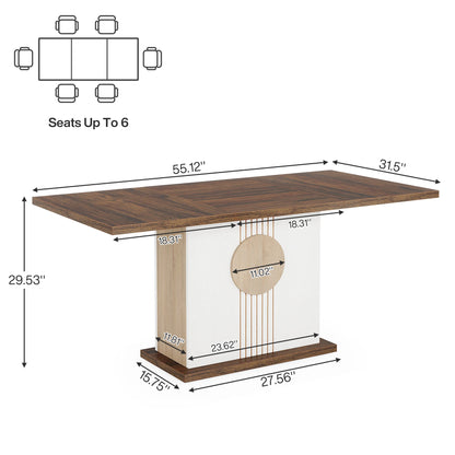 55" Farmhouse Wood Rectangular Dining Table