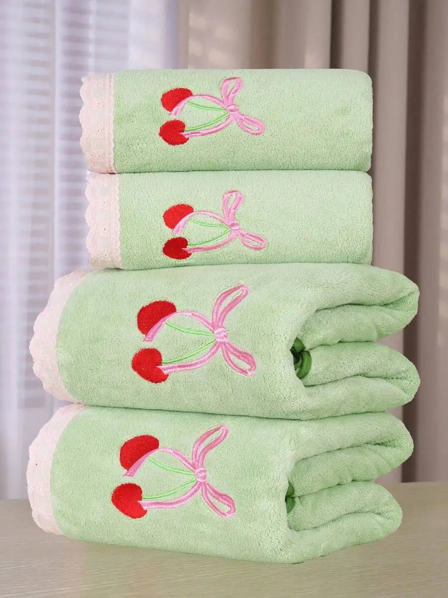 Purple Coral Fleece Towel Set