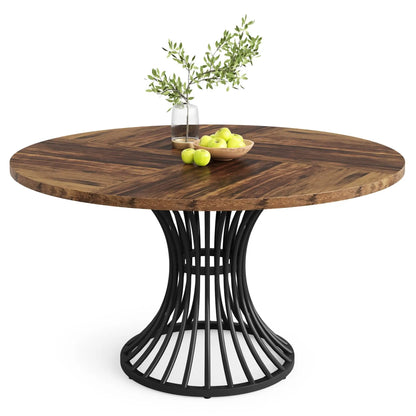 TFarmhouse Round Dining Table for 4-6 People, 47-Inch