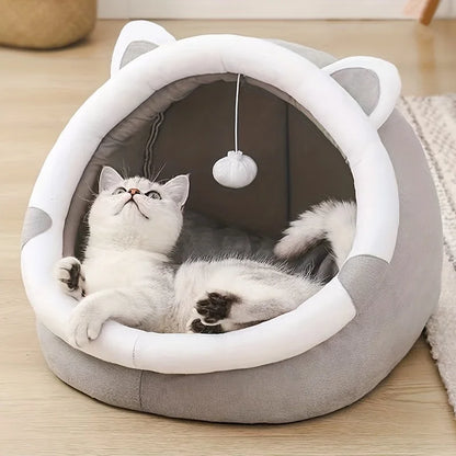 Comfortable Cartoon Cat House With Removable Pad