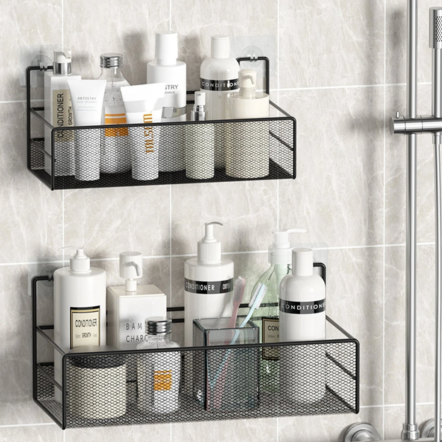 1PC Bathroom Self-adhesive Mesh Rack