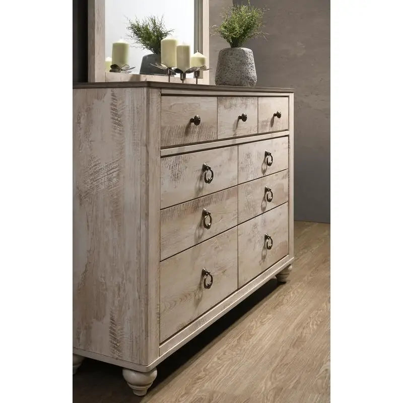 Contemporary White Wash 4-Piece King Bedroom Set