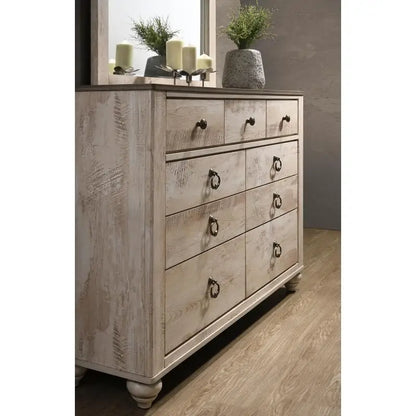Contemporary White Wash 4-Piece King Bedroom Set