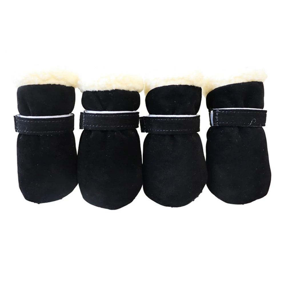 4pcs/set Plush Pet Dog Shoes