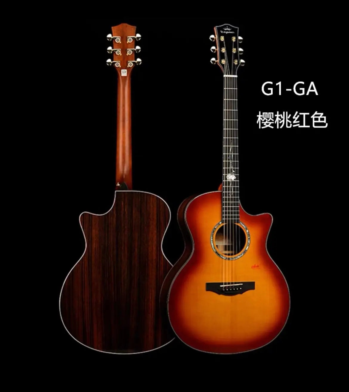 Kepma Guitar Acoustic 41 inch Solid Wood OM With Hard Case