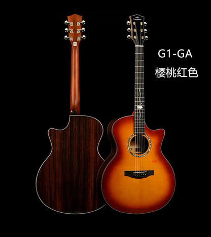 Kepma Guitar Acoustic 41 inch Solid Wood OM With Hard Case