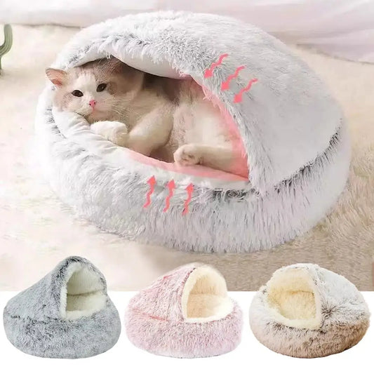 Winter Plush Round Cat Bed