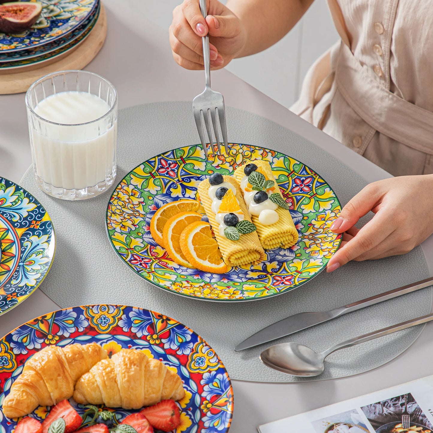 Porcelain Dinner Plates Set for 6