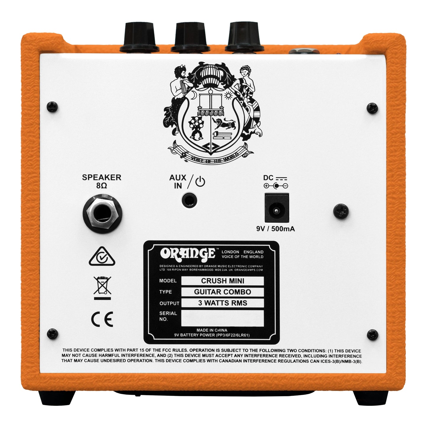 Orange Crush Mini Portable Guitar Amplifier Combo 3 Watts Gain/Tone Adjustable Headphone Output Speaker Output