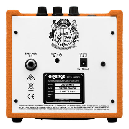 Orange Crush Mini Portable Guitar Amplifier Combo 3 Watts Gain/Tone Adjustable Headphone Output Speaker Output