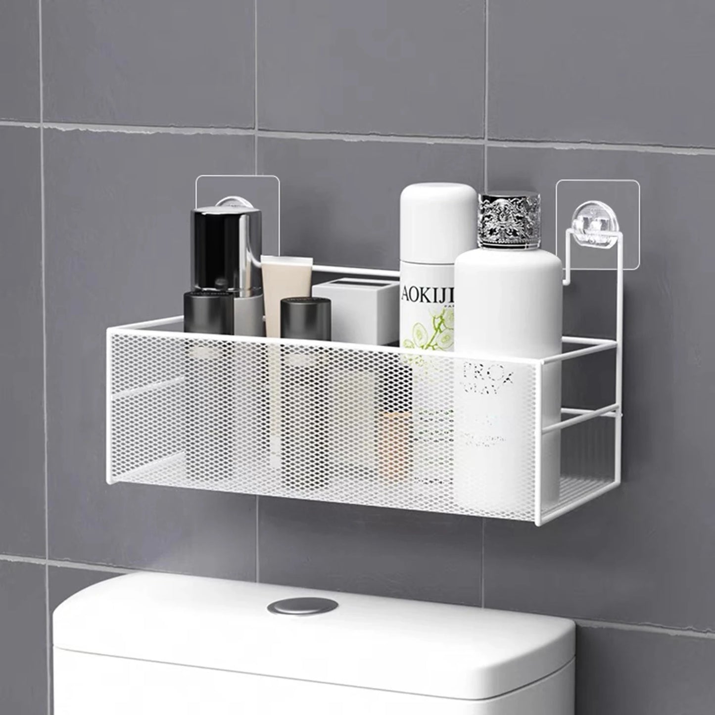 1PC Bathroom Self-adhesive Mesh Rack
