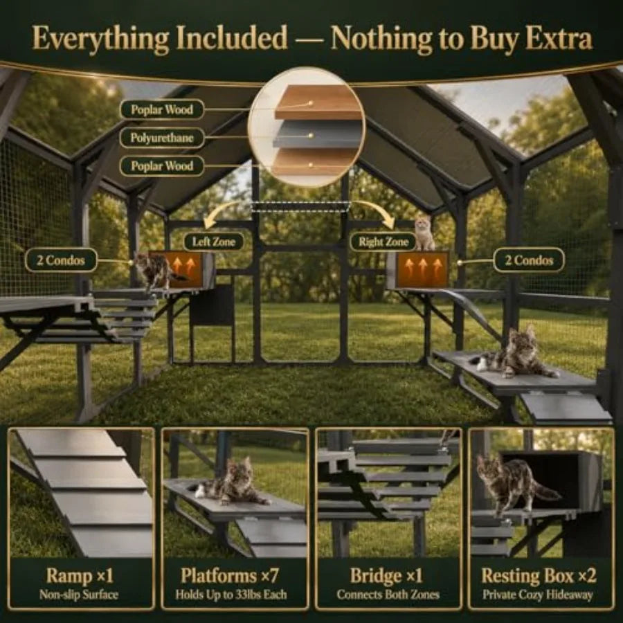 Large Walk-in Catio Outdoor Cat Enclosure 96"×74"×74"
