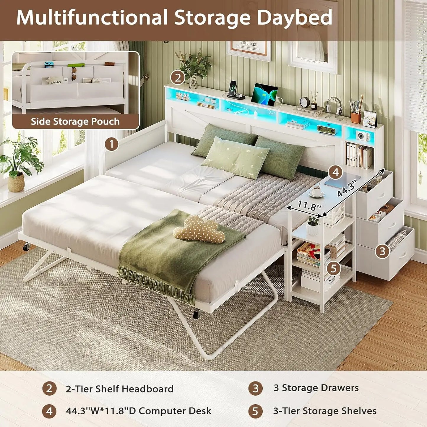 Farmhouse Wooden Day Bed Frame