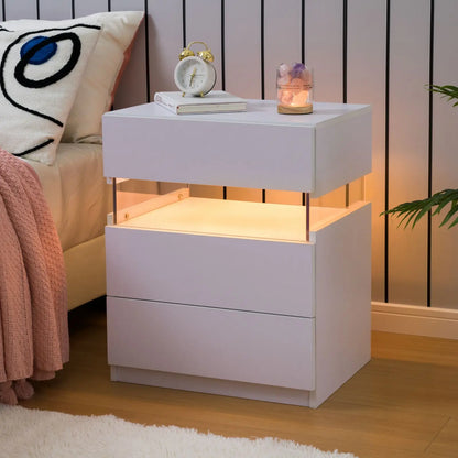 Bedside Tables  Set With LED Lighting