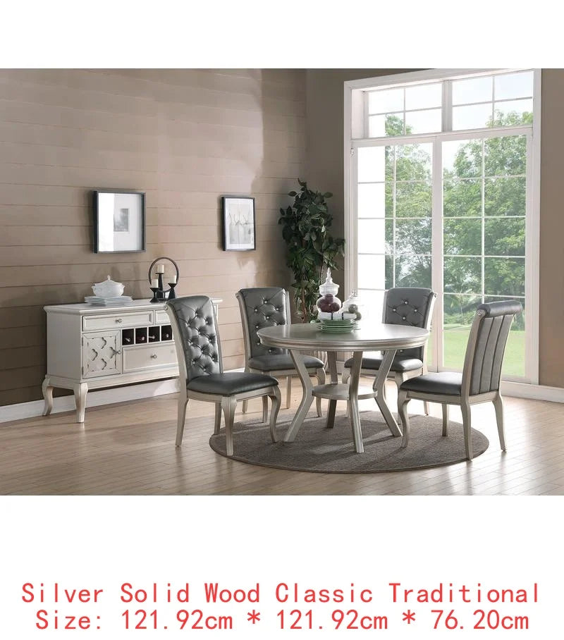 7pc Glass Dining Table Set Tufted Side Chairs