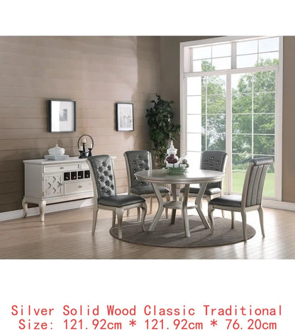7pc Glass Dining Table Set Tufted Side Chairs