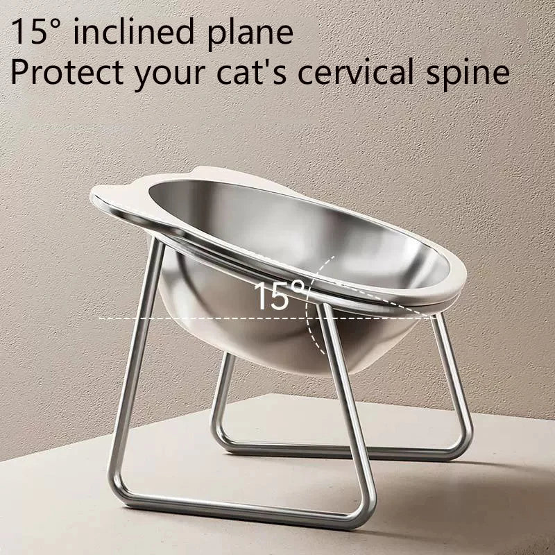 Tilted Cat Bowl Stainless Steel