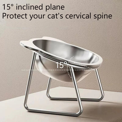Tilted Cat Bowl Stainless Steel