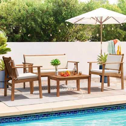 4 Piece Patio Bistro Se  Acacia Wood