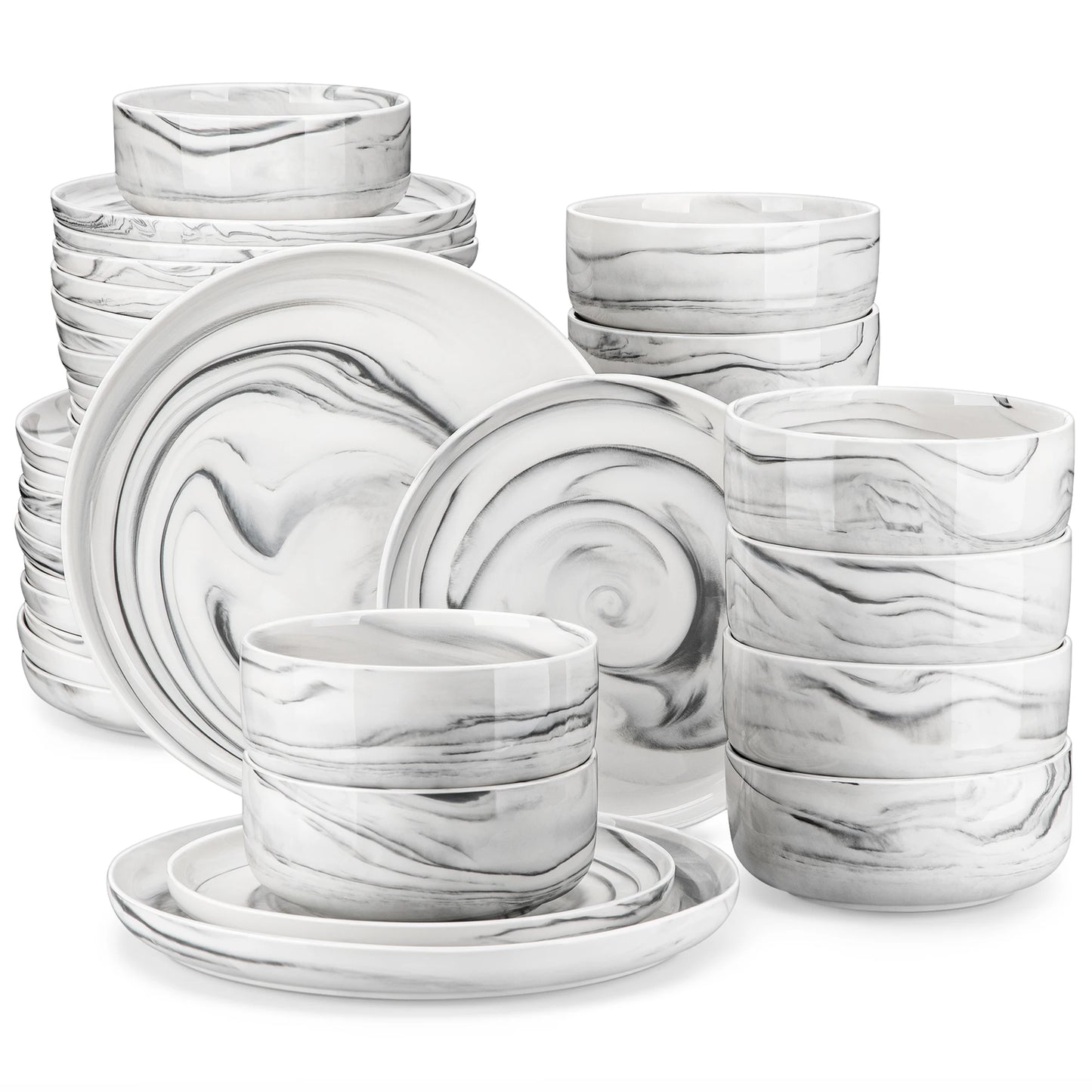 MALACASA 18/36-Piece Ceramic Set with 6/12 Pcs