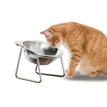 Tilted Cat Bowl Stainless Steel