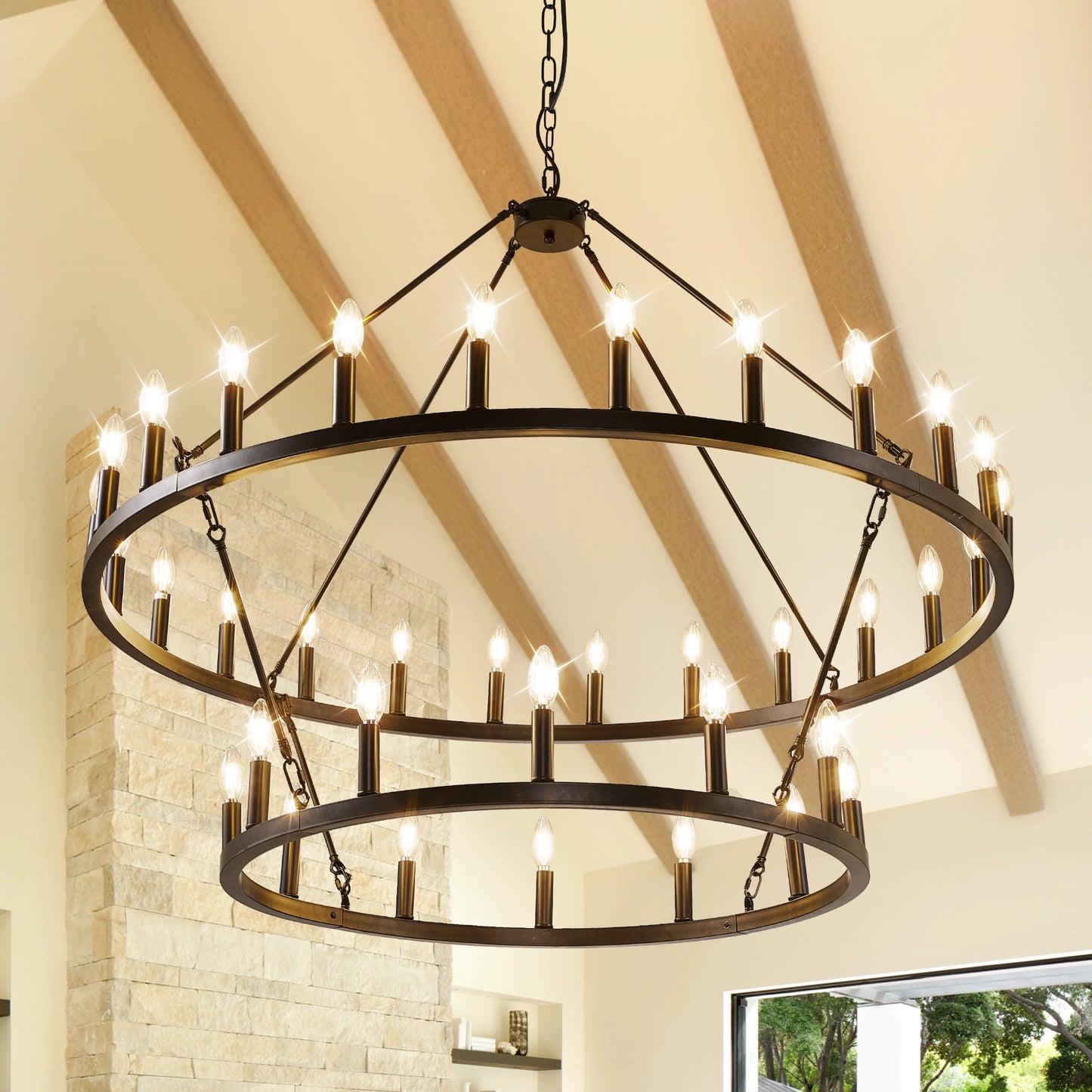 47'' Extra Large Wagon Wheel Chandelier