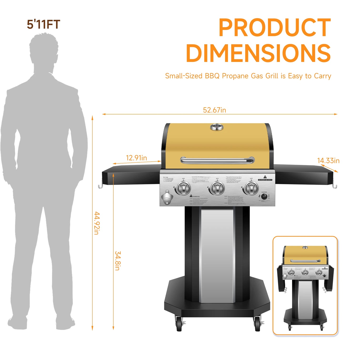 3-Burner Propane Gas Grill